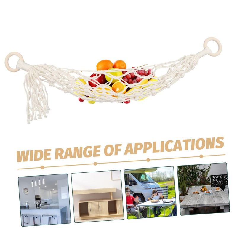STOBAZA Hanging Fruit Basket Kitchen Woven Hammock Vegetable Net Household