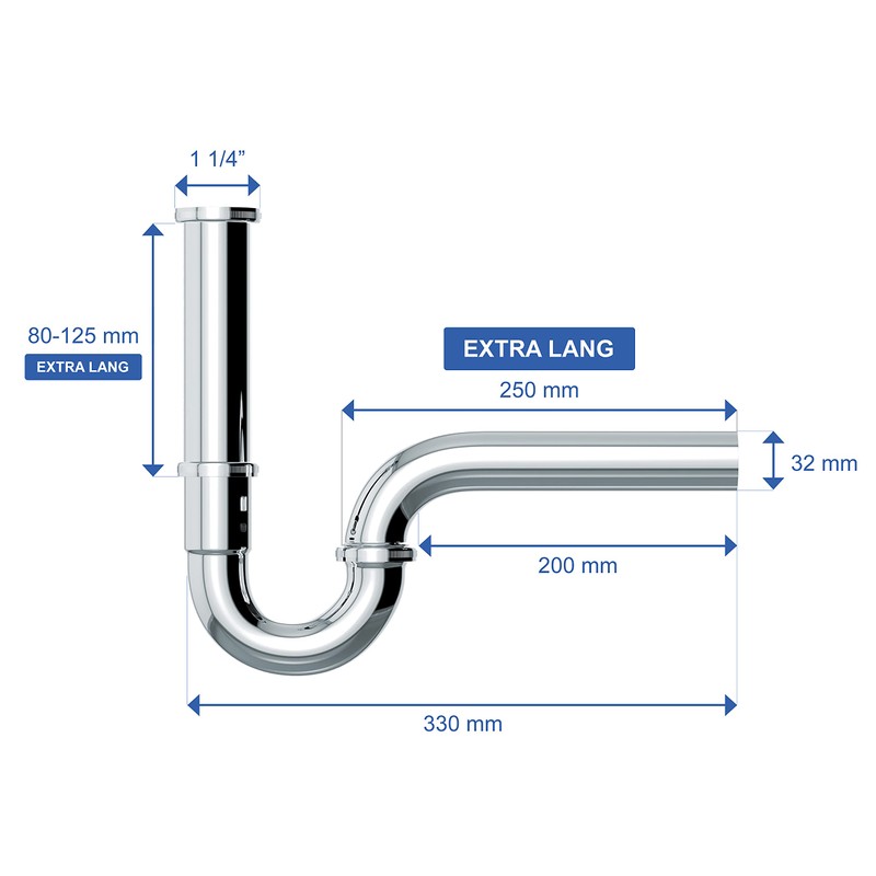 VARIOSAN Universal Pipe Siphon for Sink PLUS 14993, 1 1/4