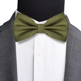 Branduce - Pajarita de doble pliegue preatada y bolsillo para hombre, Verde oliva, general
