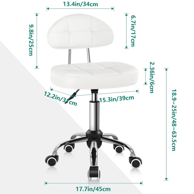BFTOU Square Minimalist Swivel Stool with Wheel Perfect for Work