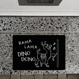 speecheese Rama Lama Ding Dong Alpaca Doormat in 40 x 60 cm without Edge Door Mat for Visiting Laughter Funny Alpaca Design Christmas Tree