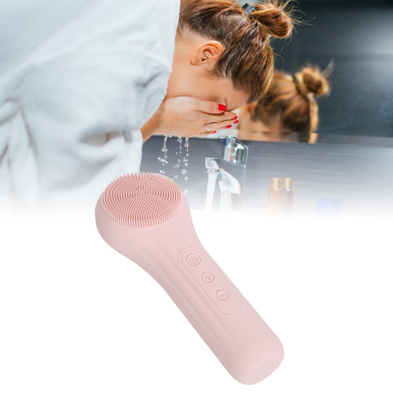 Electric Face Cleansing Brush Vibration Heating Waterproof Silicone Facial Deep