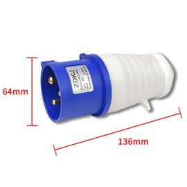Blue Industrial Plugs and Sockets Supertool 32A 220V IP44 3 Pin Safety Plug Waterproof IP44 Socket Plug 2P+Earth Male/Female (#023)