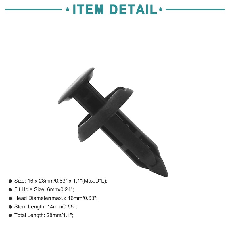 ACROPIX Plastic Rivets Fender Fastener Fixing Clips Universal 6mm Diameter