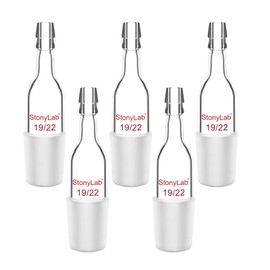 stonylab Glass Inlet Adapter, 5 Pack Borosilicate Glass Straight Inlet Adapter with 19/22 Joint and Hose Connection Lab Glassware