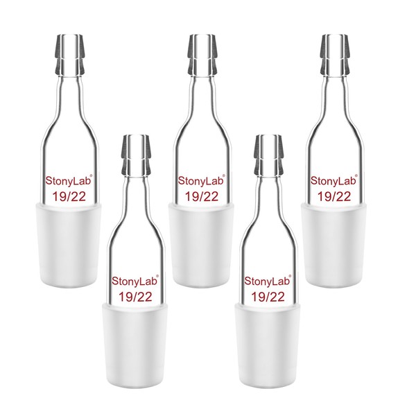 stonylab Glass Inlet Adapter, 5 Pack Borosilicate Glass Straight Inlet