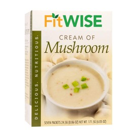 FITWISE - High Protein Soup, 15g Protein, Low Calorie, Low Fat, Low Carb, Ideal Protein Compatible, 7 Servings Per Box (Cream of Mushroom)