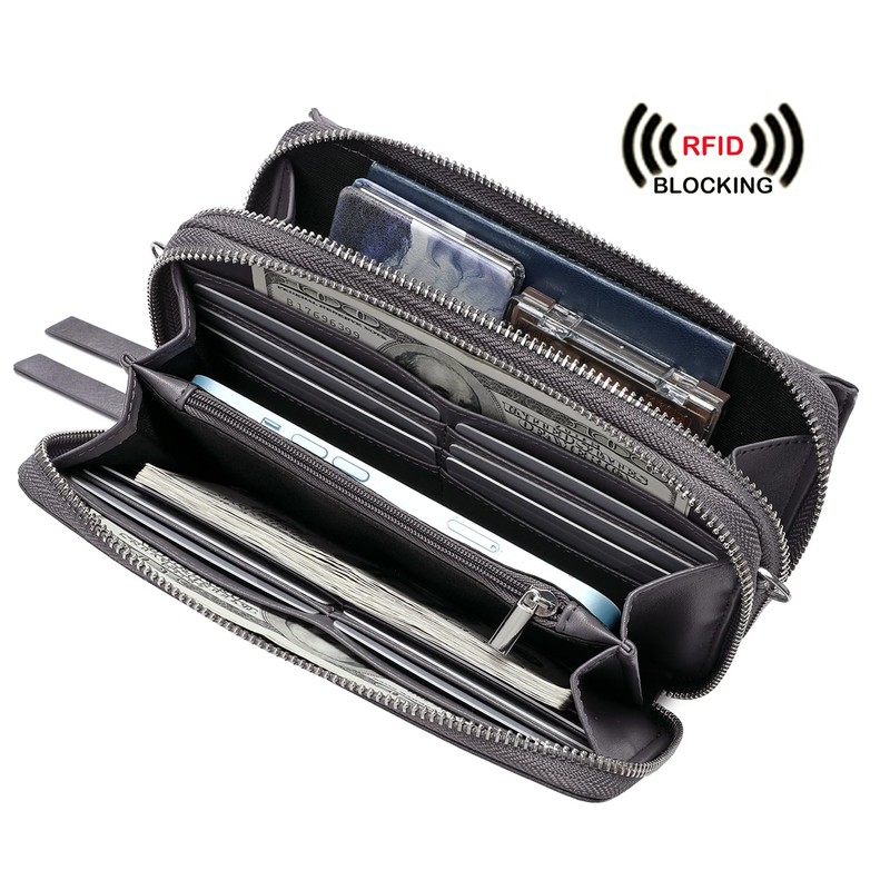 Lanyani RFID Crossbody Wallet Wristlet Purse with Phone Pocket For