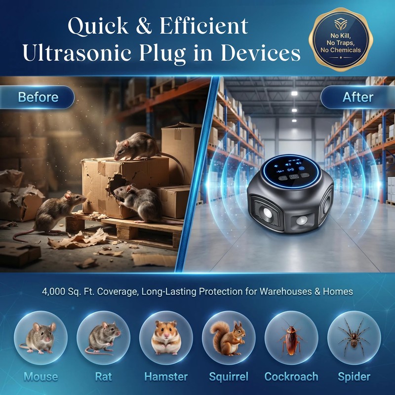 Ultrasonic Devices, 3 Smart Modes, LCD Display for Home, Office,