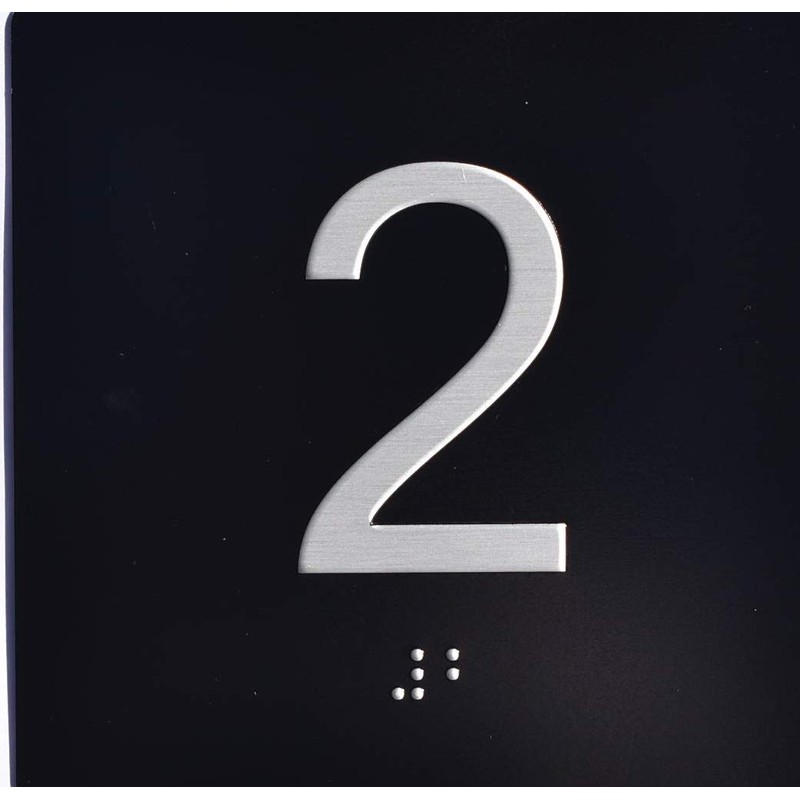 2nd Floor Elevator Jamb Plate sign With Braille and raised