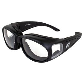 Birdz Eyewear Swallow Fit Over Padded Motorcycle Safety Glasses Black Frame w/Clear Lenses