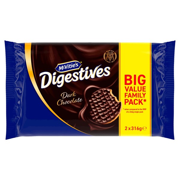 McVitie's Dark Chocolate Digestive Biscuits Twin Pack, 636 g (Pack of 1)