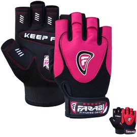 Farabi Weight Lifting Gloves weight training gloves Gym fitness workout Gel straps (Pink, Medium)