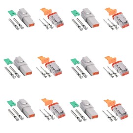 6 Set Kits Deutsch Connector Kit with Wire Crimper - 2 Pin Way Gray Waterproof DT Connector for Car, Truck, Motorcycle, Off-Road Vehicles, and Marine