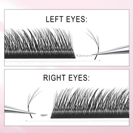 CoMango Cat Eye Lashes Extension Fox EyeLashes Extension 5D Mutil-layer YY Shaped Wispy Lashes Mink Premade Lash Fans C/D Curly Natural Fluffy Handmade Individual Eyelash Fans(Black,5D-D-9mm)