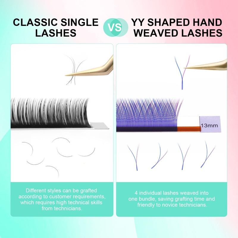NAGARAKU Eyelash Extensions, 4D Cross YY Design, Volume Eyelashes, Prefabricated