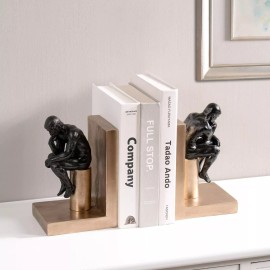 Hi-Line Gift Ltd. Thinker Bookends Set of 2, Resin Pair Book End, Home Decor Shelf Display