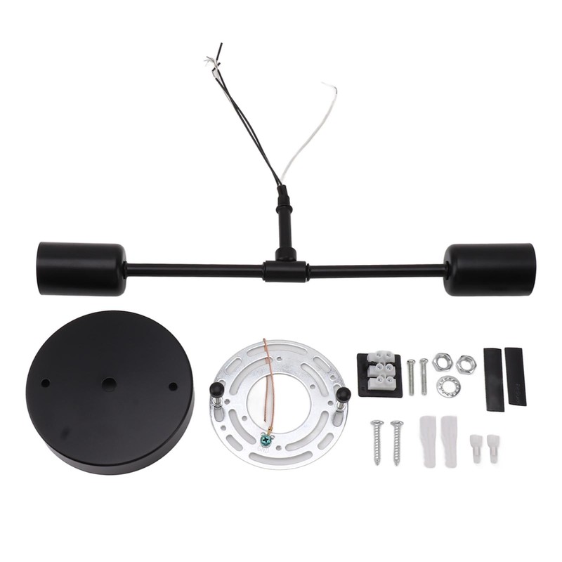 E27 E26 Double Wall Light Base Iron 85‑265V Black Modern