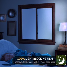 VELIMAX White Blackout Window Film, 100% Light Blocking Window Cover, Opaque Window Cling Vinyl, Privacy Film for Glass Windows, Sun Blocking Window Films Non Adhesive, 23.6in x 118in