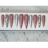nailed by Rachel Extra long nude Pink holographic bling press