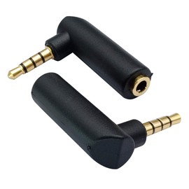 AAOTOKK 3.5mm Headphone Audio Converter 90 Degree Right Angled 4 Poles 3.5mm (1/8 inch) Male to Female TTRS Audio Stereo Connector Extension Adapter(2 Pack/4 Pole)