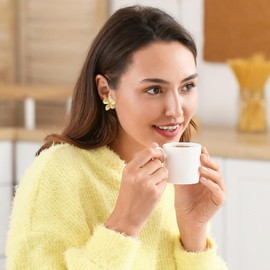 YIUWOD 1 pair of earrings flowers – golden earrings – large earrings – suitable for daily pairing, visiting parties, wedding dinners, proms and thoughtful gifts, Copper