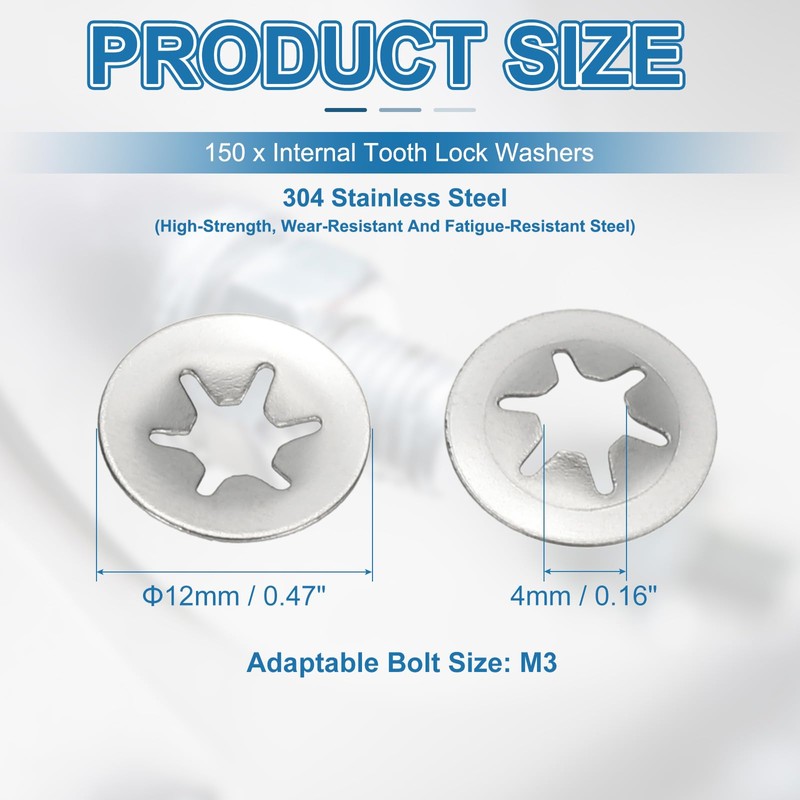 PATIKIL M4 Star Internal Tooth Lock Washers, 150 Pcs Push