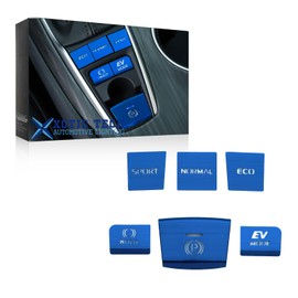 Xotic Tech 6PCS Center Console Gear Shift Panel Button Cover Sticker Aluminum Alloy Button Switch Frame Cover Decal Trim Accessories Compatible with Toyota Camry 2018-2024 (Only for Hybrid) - Blue