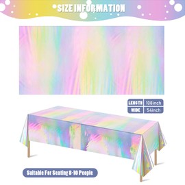 CANREVEL 4 Pack Iridescent Plastic Tablecloths Shiny Disposable Laser Rectangle Table Covers Holographic Foil Tablecloth Iridescent Party Decoration, 54 x 108 Inch