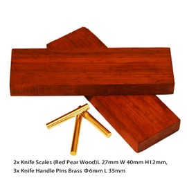 Knife Handle Material,Knife Scales Wood with Knife Handle Pins Brass for Blank Blades Knives Hand Making Red Pear Wood