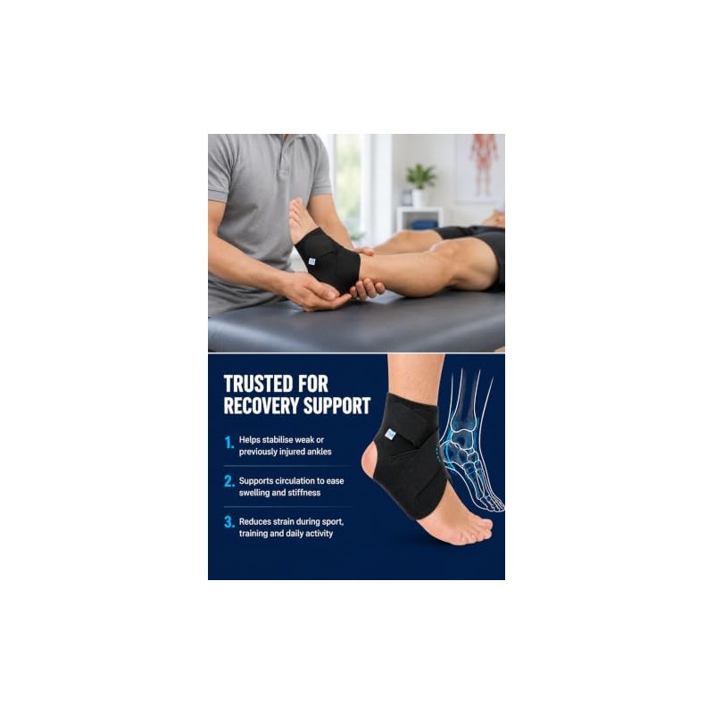 Ankle Support Brace — Adjustable Wrap for Sprains, Breathable, Unisex