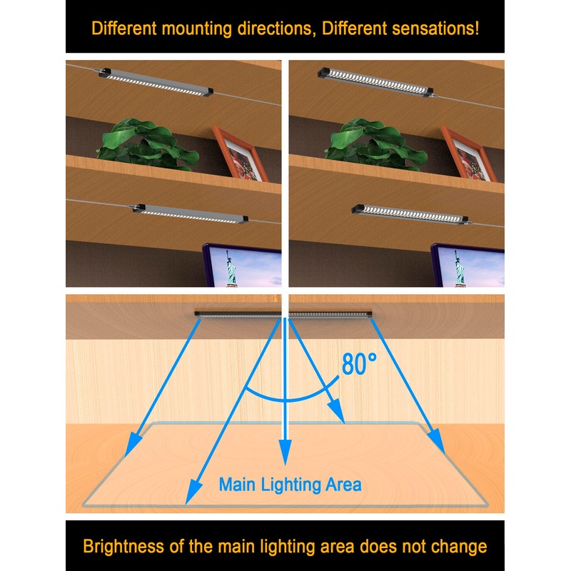 EBD LED Under Cabinet Lights Hardwired Built-in Adjustable Cable 12