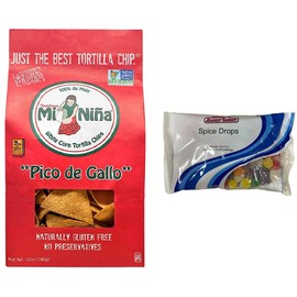 Mi Nina Tortilla Chips Pico de Gallo, 12 oz | Just a better chip, Naturally, Gluten Free, Made with organic white corn (Pack of 3) + Candy Spice Drops 12oz