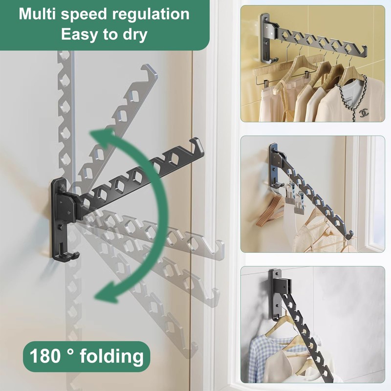 Ksvaye Wall Clothes Hooks Foldable Wall Clothes Rack Clothes Fan