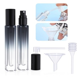 Seafulee 5PCS Cologne Atomizer Empty, 10ML Mini Perfume Bottles Refillable With Dispenser Tools, Pocket Spray Bottle for Travel and Sample Container (Gradient+Black Cap)