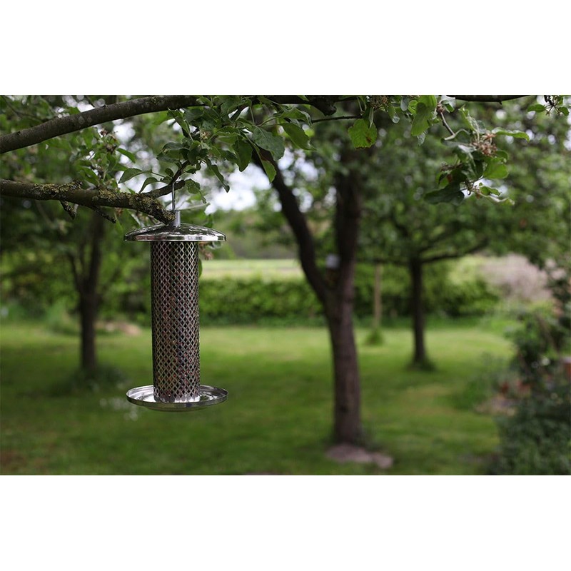 Fallen Fruits Ltd FB394 STAINLESS STEEL NUT FEEDER Bird, Silver,