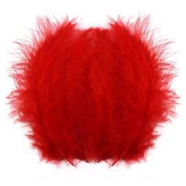 250pcs 10-15cm Fluffy Red Turkey Marabou Feathers for Crafts Colored Feathers Accessories Pack