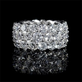 925 Sterling Silver Shiny Full Multi Row Diamond Gemstone Ring Cubic Zirconia Rings CZ Diamond Eternity Engagement Wedding Band Ring for Women (US Code 7)