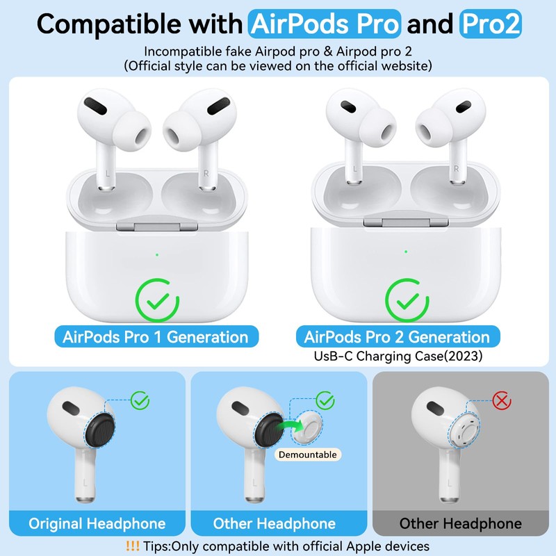 4-Pair Replacement Ear Tips for AirPods Pro 2nd/1st Generation,with Noise