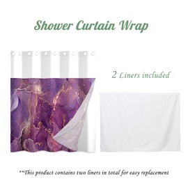 ggaimwf 71x71 Inch Without Hook Marble Shower Curtain and Liner Set Elegant Purple Texture Cloth Snap in Shower Curtains for Bathroom Modern Chic Fancy Vibrant Bathroom Set for Decor