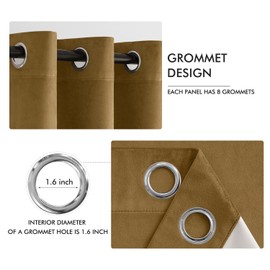 MIULEE Upgraded Thermal Insulated 100% Blackout Velvet Curtains 108 Inches Long Gold Black Out Curtain Drapes for Luxury Bedroom Living Room Darkening Grommet Curtains for Light Blocking Set of 2