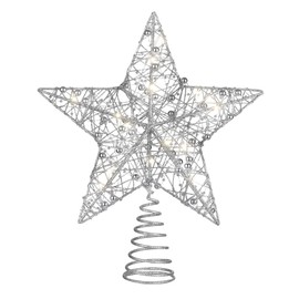 TOYANDONA 25 x 30 cm Creative Christmas Tree Topper Star Glitter Powder Treetop Light Decoration Christmas Party for Home Bar Shop (Silver)