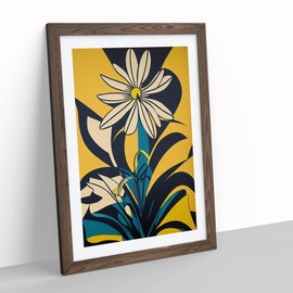 Artful Flowers Framed Print for Living Room Bedroom Home Office Décor, Wall Art Picture Ready to Hang, Walnut A4 Frame (34 x 25 cm)