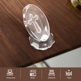 Abaodam Cross Decorations Desk Decorations Jesus Cross Figurine Crystal Ornament Standing Crucifix Cross Church Cross Ornament Small Statuette Stone Base Crystal Sculpture Home Ornament 2pcs