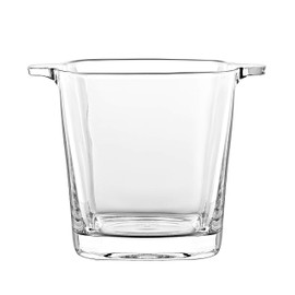 Glass - Ice Bucket - 5.7" H - By Barski - European Quality Glass - Square Shaped - with Two Handles - Made in Europe