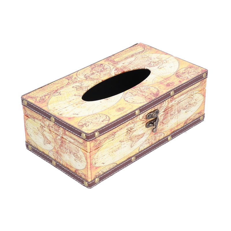 Tissue Box Organizer Composite Wood Leather Rounded Edges Premium Texture