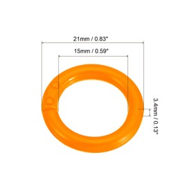 PATIKIL 2 cm OD 1.5 cm ID Loose Leaf Rings, 50 Pieces Binder Ring Plastic for Book DIY Scrapbook Notebook Photo Album, Orange