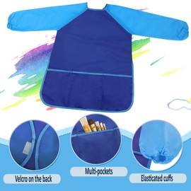 VCOSTORE 2 Pcs Kids Art Smock - Toddler Paint Smock - Waterproof Long Sleeve painting apron kids with 3 Pockets