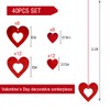 40 Pcs Valentine's Day Decorations Glitter Red Heart Hanging Swirls