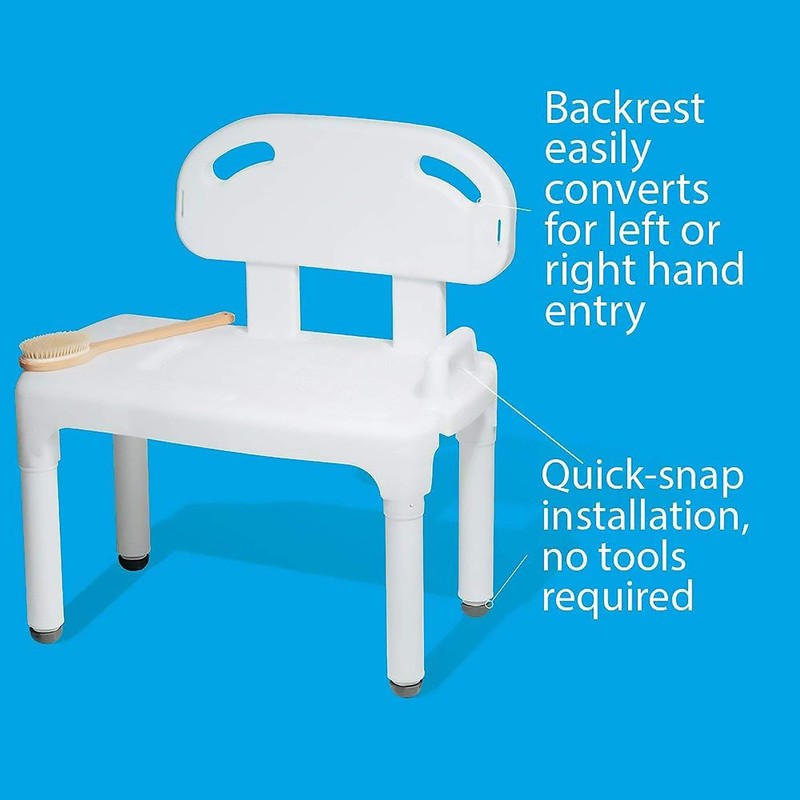 Carex Universal Tub Transfer Bench, Bath Seat with Backrest, Shower